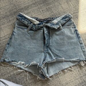 Alexander Wang Light Blue Frayed Jean Shorts